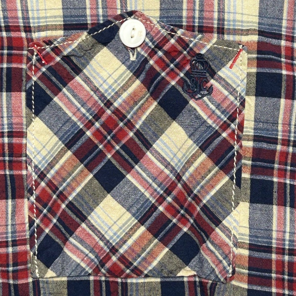Scotch & Soda XXL Mens Plaid Cotton Linen Shirt Long Sleeve Button‎ Up Pockets - Picture 5 of 10